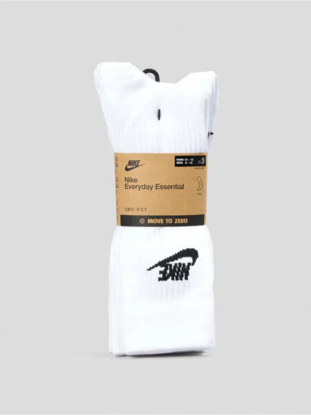 Nike White Crew Socks with Black Swoosh - 3 Pack